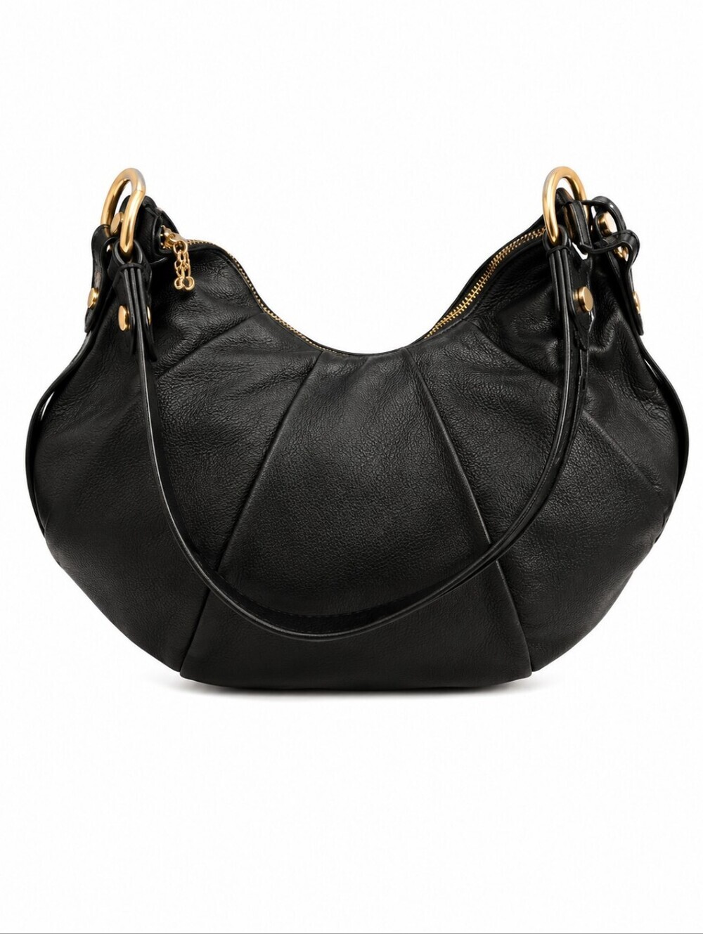 SIMPLY VERA Black Leather Hobo Shoulder Bag
